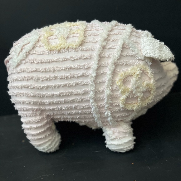 Vintage Chenille Stuffed Pig by Blue Moon , Shabby Chic Pig , - Picture 2 of 10